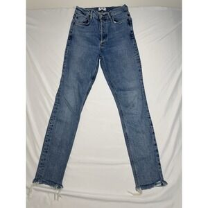 AGOLDE Nico High Rise Slim Fit Jeans Button Fly Light Wash Size 25 Distressed